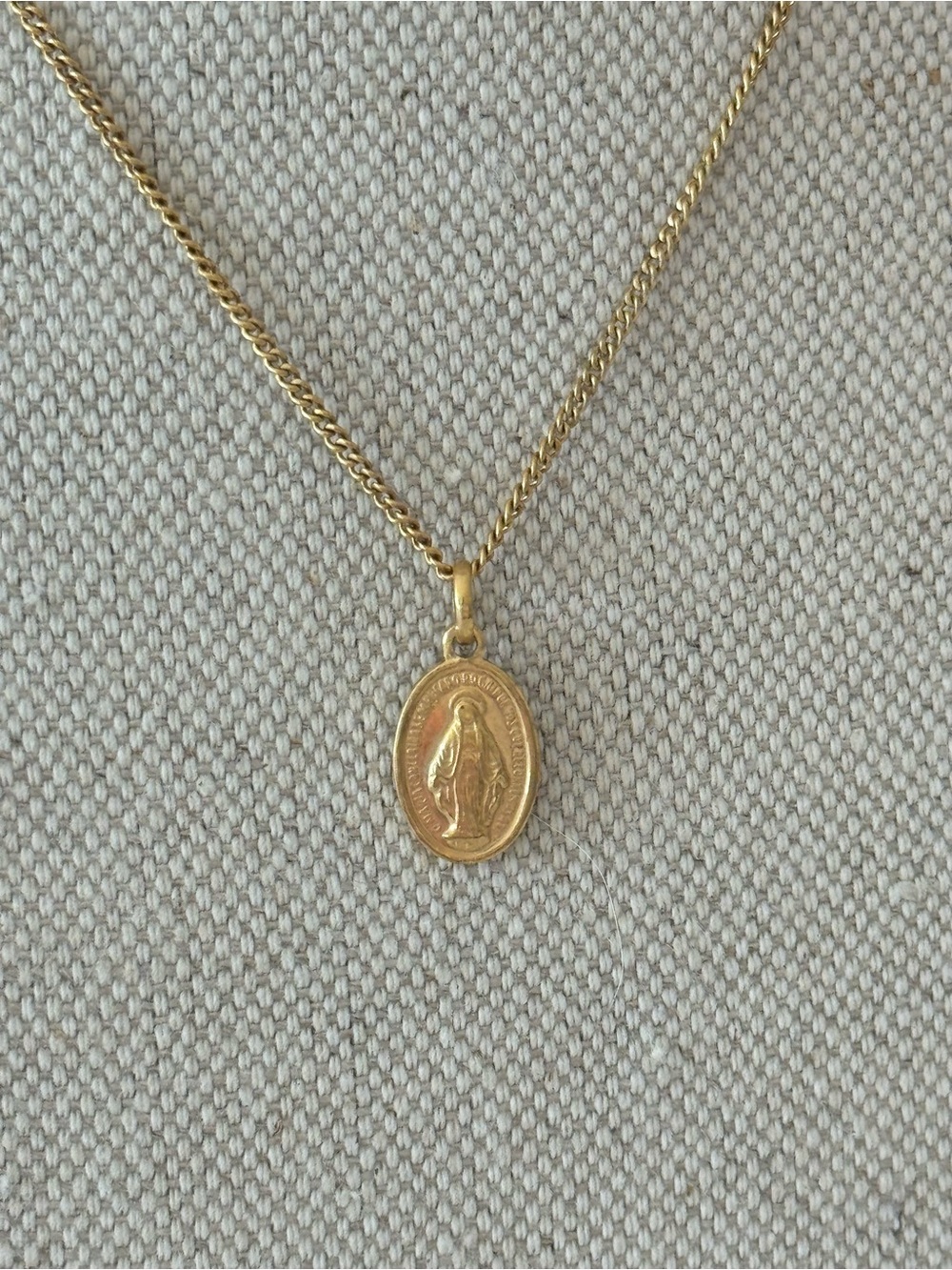 Gold Virgin Mary Medal Necklace